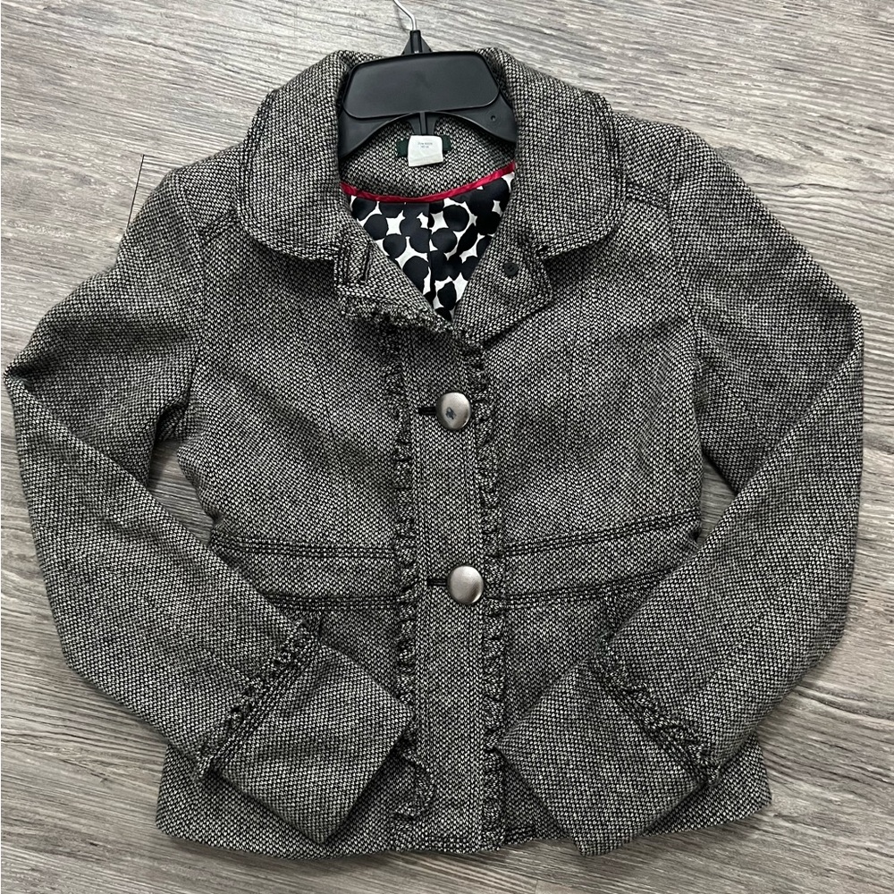 J. Crew women’s Charcoal Tweed Blazer size 2 100%SILK